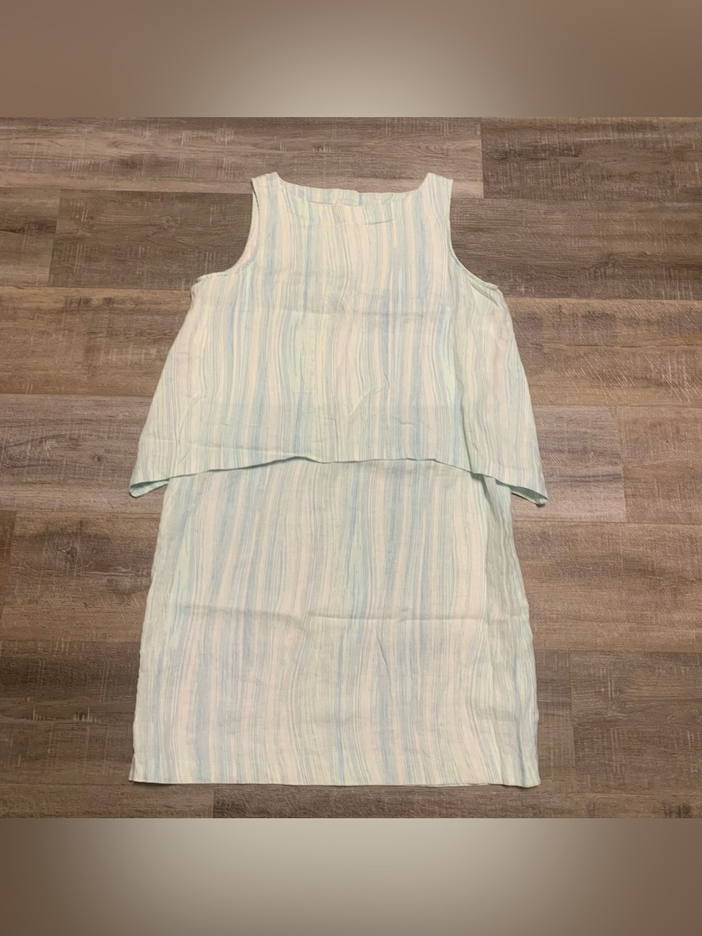 purejill Linen Striped Sleeveless Layered Shift Dress Knee Length Small J.Jill